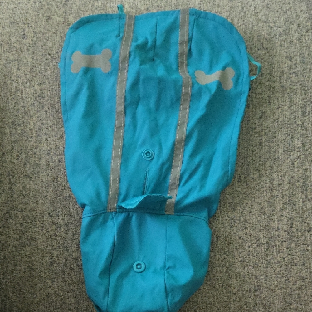 Blue Dog Raincoat with Reflective Stripes